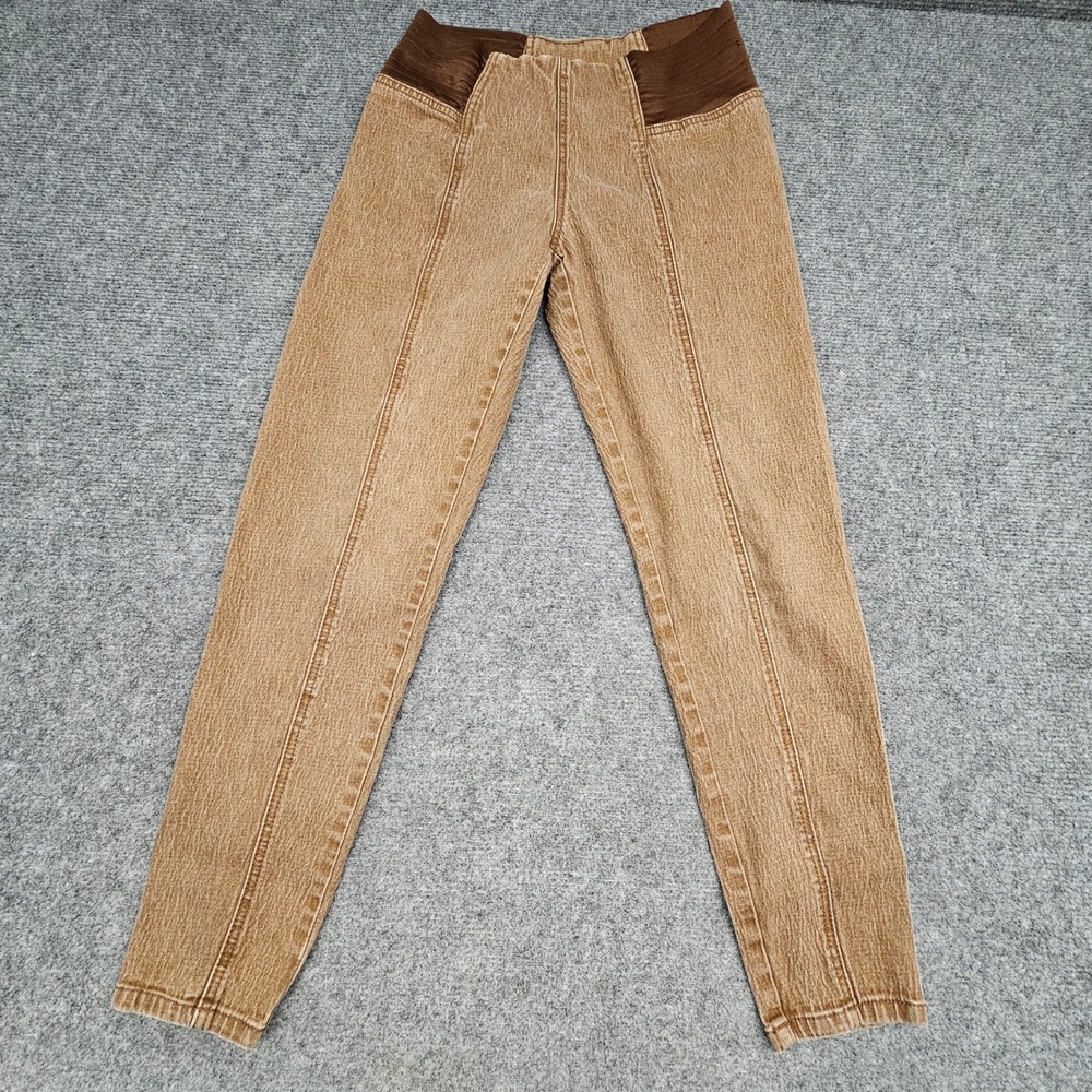 DG2 Diane Gilman Slim Pants Womens PS Brown Textured Elastic Waist Y2K Retro